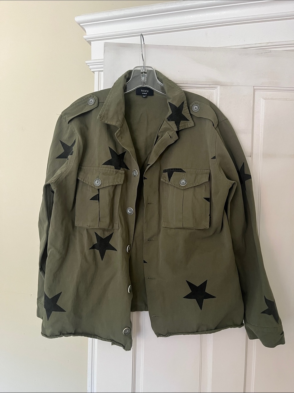 VICI Olive Star-Print Military Field Jacket